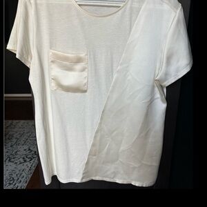 Women’s S Alfani short sleeve mixed media cream top